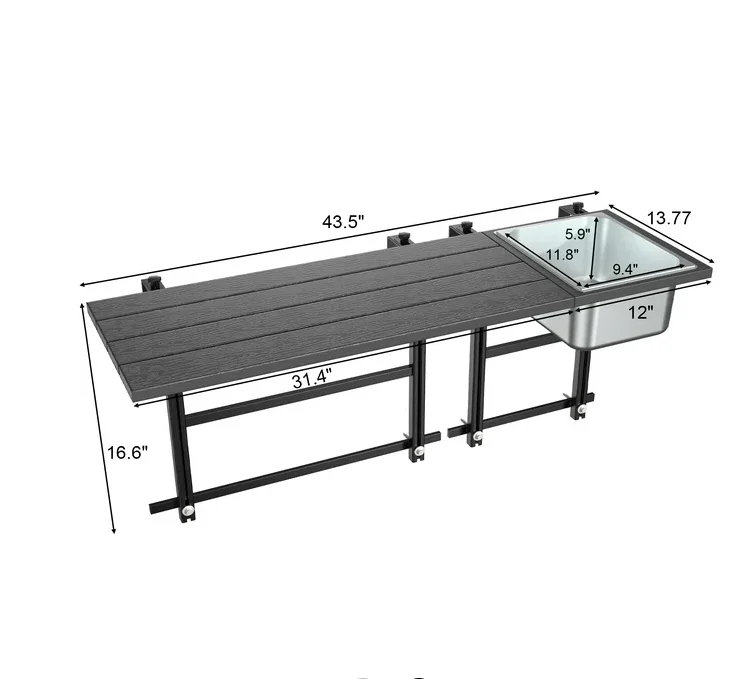 Outdoor furniture Upgraded  Balcony Table Outdoor Patio Bar Table Hanging Folding Adjustable