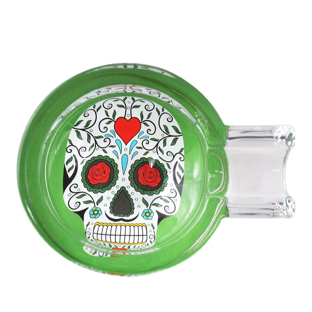 New Premium Quality Glass Ghost printing Ashtray Smoking Accessories Cigar Ashtray Round Ashtray For Indoor