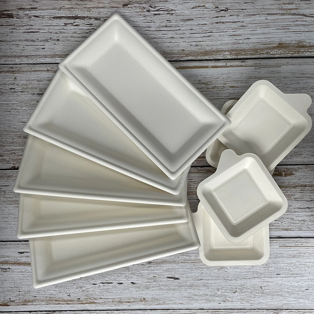 Paper Plates Biodegradable Plate Set Cheap Disposable  Plates Bulk Party Bagasse Food Container