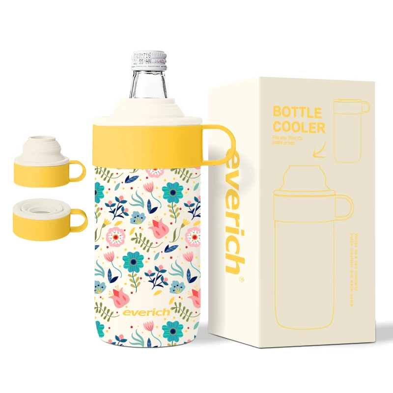 18/8 stainless steel double wall vacuum 550ml bottle cooler fits any 20oz bottle or can