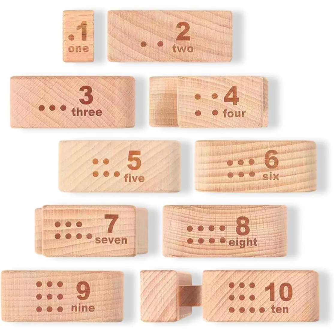 Wooden Numberblocks Toys 10 Pcs Large Number Block 1-10 Digital Building Blocks Stacking Number Toys for Kids