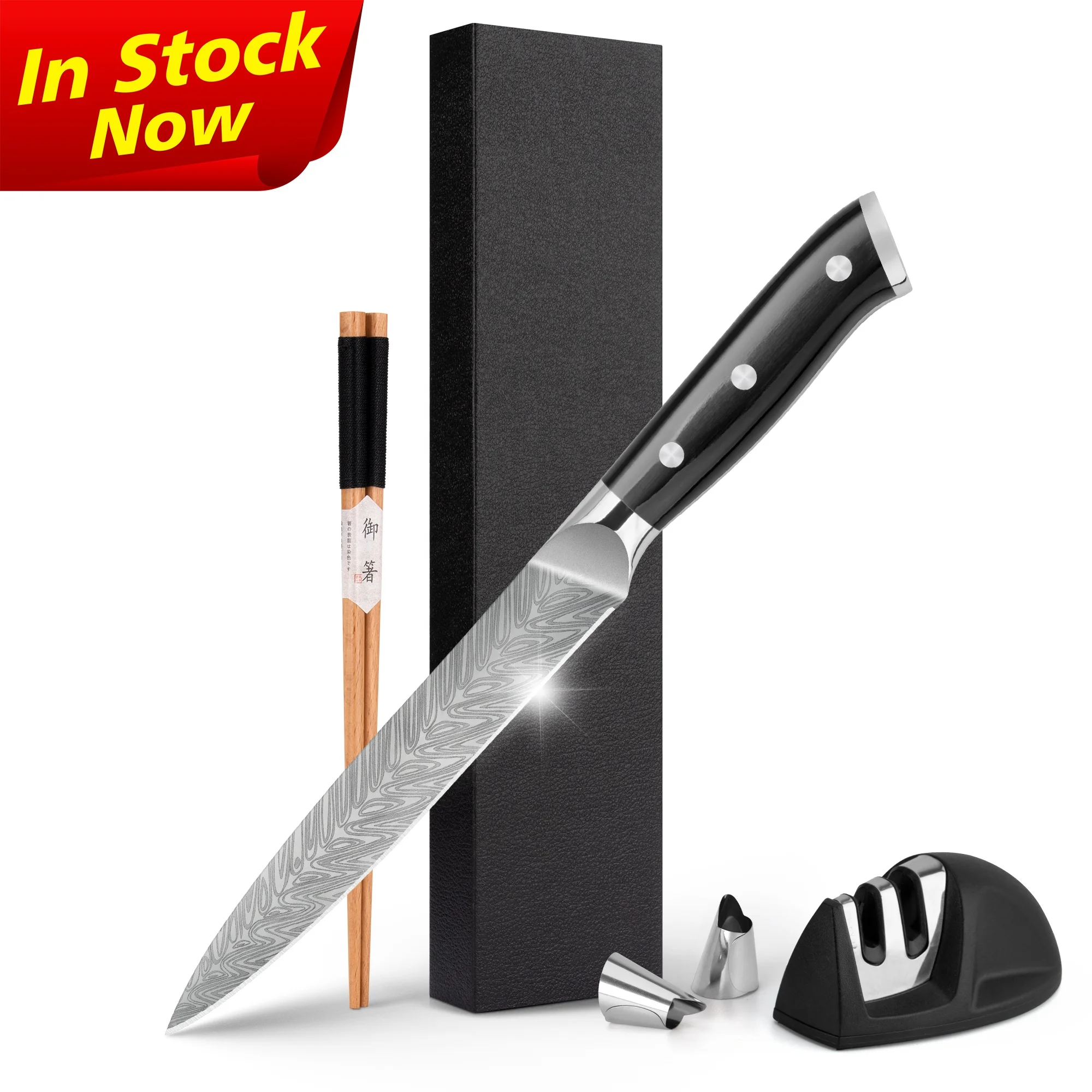 10% Off Custom Logo Fish Bone Damascus Pattern 5 inch Damascus steel custom steak knives with black pakka wood handle