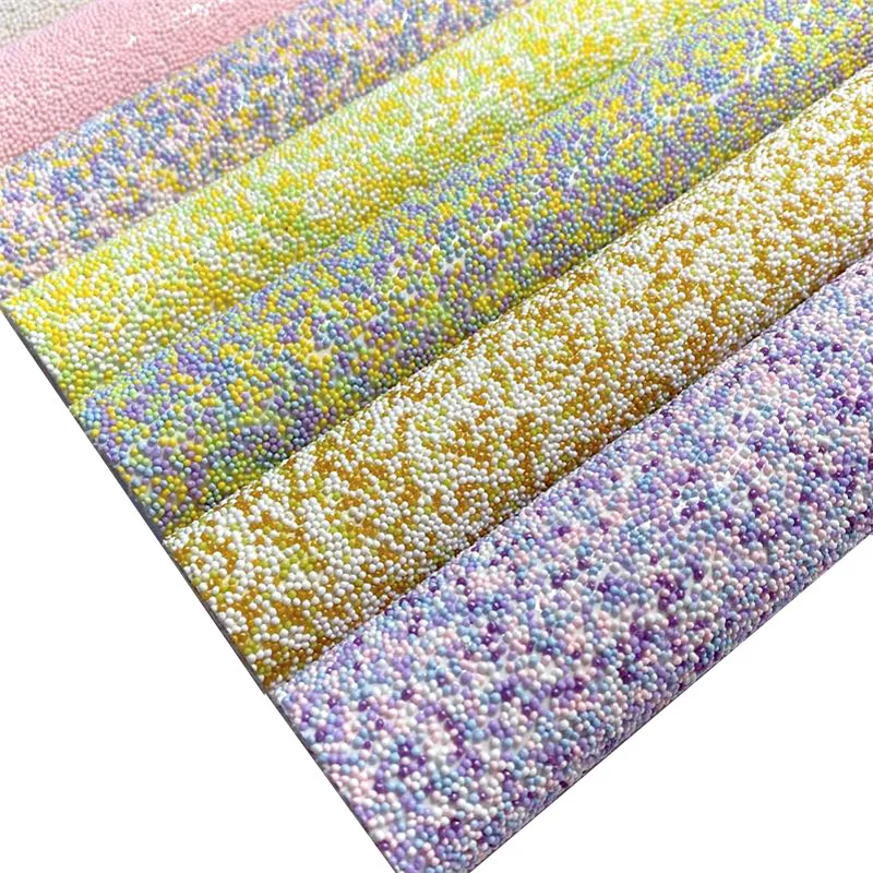 SR20017  White sequin heavy beaded fabric canvas plastic mix colored 3d beaded embroidered fabric glitter synthetic leather