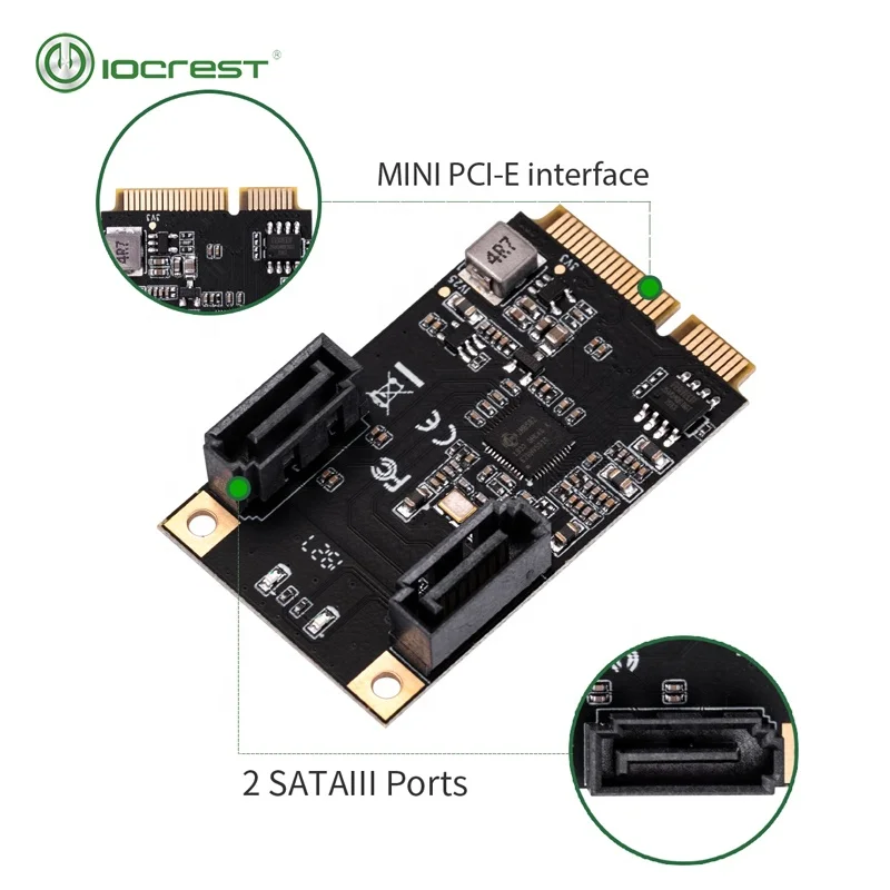 IOCREST 2 Port SATA III Full Height Mini PCIe 3.0 Controller Card