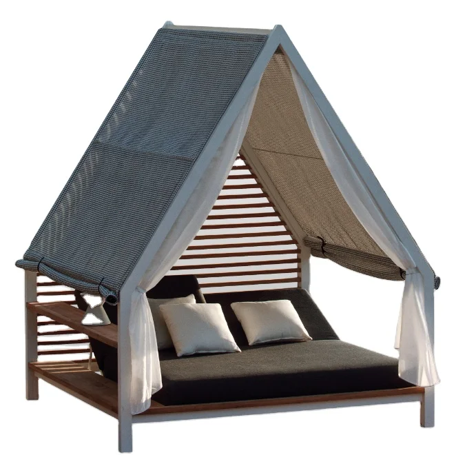 Outdoor daybed furniture garden bed canopy sun lounger  daybed aluminum frame cushion waterproof lounge chair luxury  sunbed