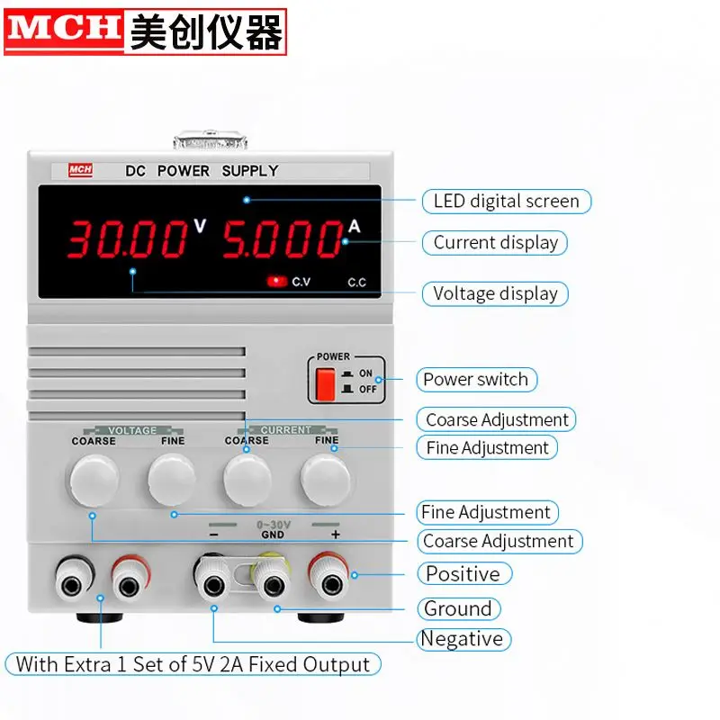 Low Price LCD Displays 30V 5A Dc Power Supply MCH-305B 30V 5A Fixed Output 5V 2A
