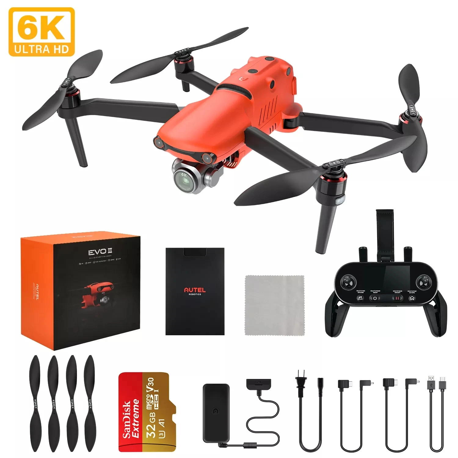 EU UK US Warehouse Stock Autel EVO II Pro 6k V2 Rugged Bundle 12 Visual Sensors 6k Mini Surveillance Drones With Camera