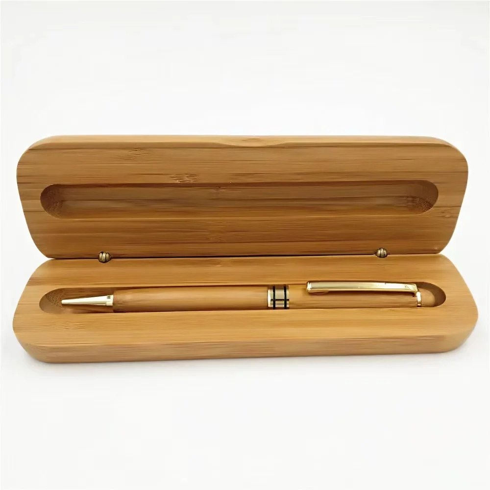 Luxury ECO Friendly Gift Set Bamboo Ball Pen Box Custom Logo Pen Case Wood