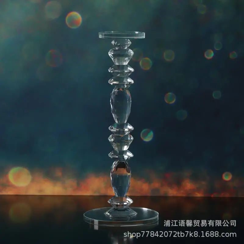 European Beautiful Clear soft outfit model room single candelabra head crystal candlestick wedding Candlestick