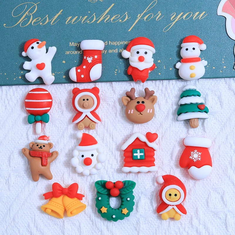 Hot selling Christmas decoration flat back elk resin crafts DIY handcrafted charm cartoon gingerbread man Christmas tree