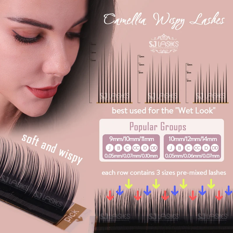 Camilla Lashes Extensions with Multiple Lengths CC BC CD Curls Eyelash Cleanser Type