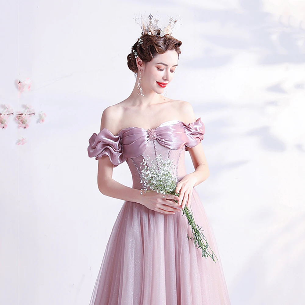 Hot-selling Cheap Pink Elegant Bride Wedding Toast Dress Banquet Annual Meeting Wedding Evening Dress