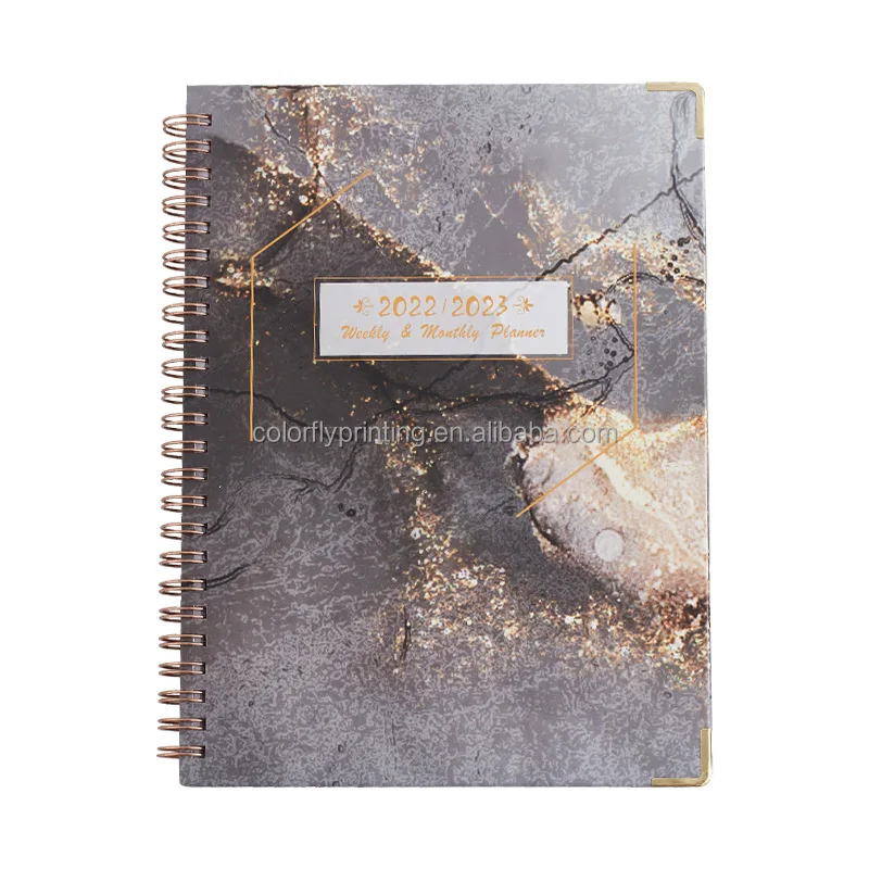Hot selling A5 A6 Designed Customized Gold ring binder agenda Journal Diary checkered planner notebooks