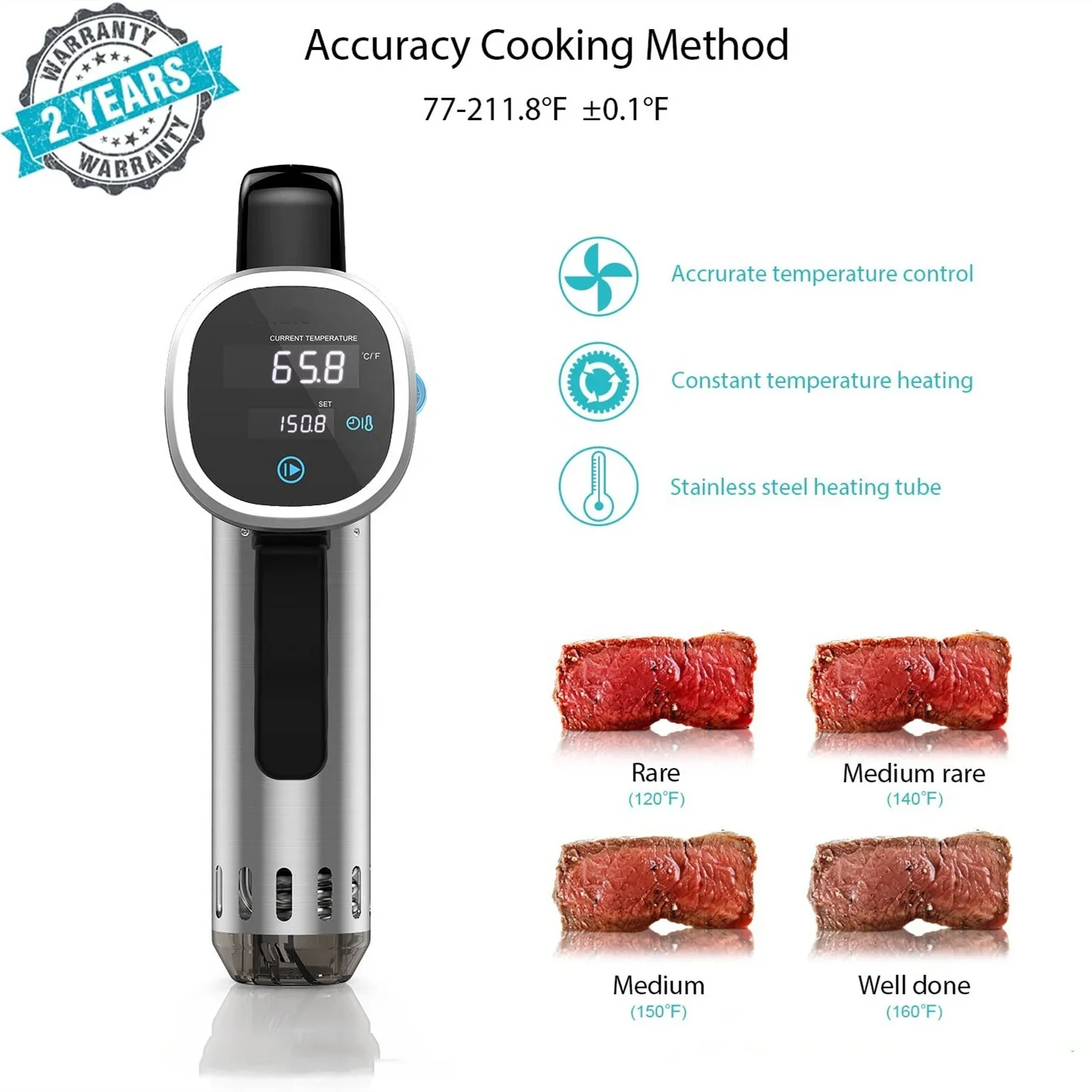Hot sale Sous Vide Cooker Thermal Immersion Circulator with Recipe E-Cookbook Accurate Temperature Digital Timer Ultra-quiet OEM