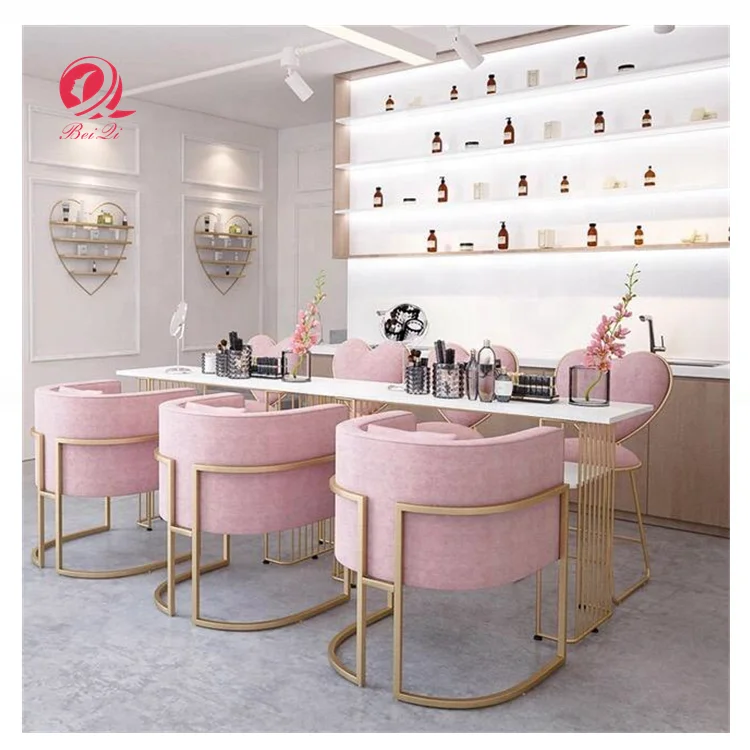 
Modern ultra double pink vintage nail station furniture manicure table 