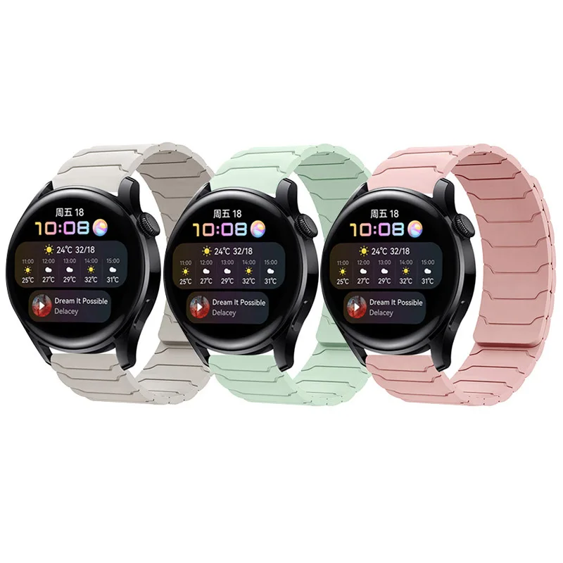 Tschick 18 мм 20 22 ремешок для Xiaomi Watch S4 Sport S3 силиконовые магнитные ремешки часов Samsung Galaxy 3 4 5 6 7 браслет