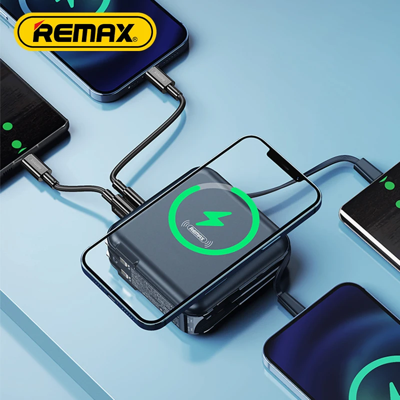 Remax Portable Power Bank 10000Mah Rpp-145 Eu Uk Us 5 In 1 Fast Wall Wireless Charger Holder New 2022 Qc 22.5W Pd 18W Powerbank