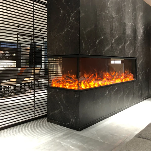Modern Indoor Household 3d Insert Decor Led Flame 3 Sided Electric Fireplace