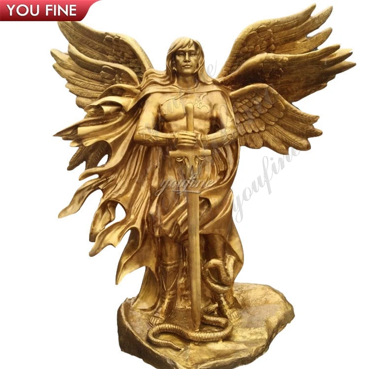 Serpent Fantasy Sculpture Bronze Six Winged Guardian Angel Statue