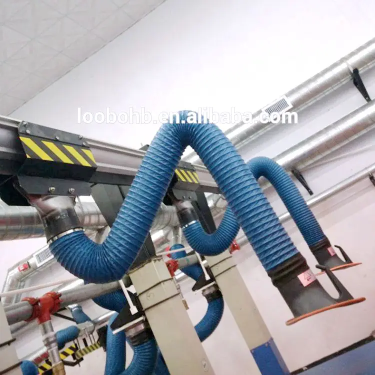 flexible welding fume extraction arm with hood,LB-JYB wall mounted gas and exhaust extractor suction arm