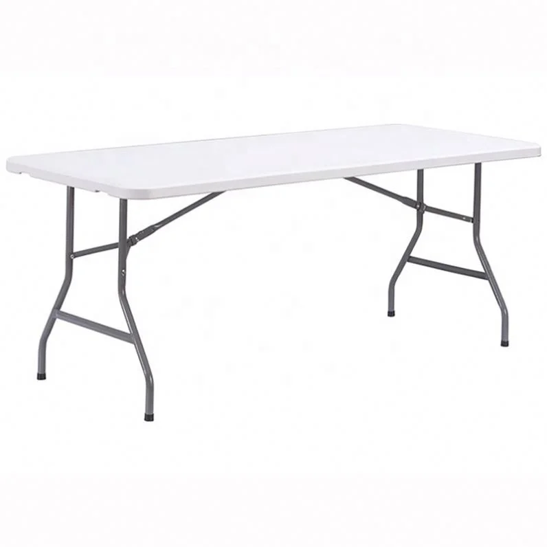 Square 6ft 180cm HDPE Plastic Folding Table with Powder-Coated Steel Legs for BBQ