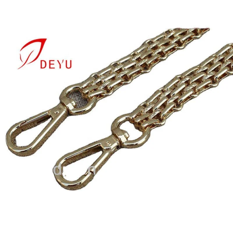 Brand Style Solid Brass Metal Chain Strap Ladies Bag Chain With Clasp Hooks For Bag Accessories