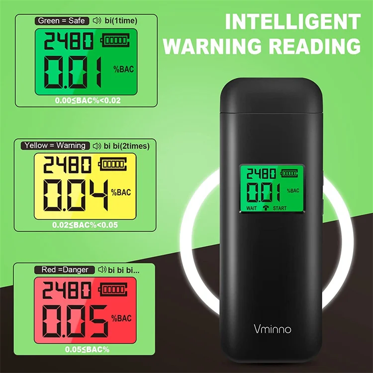 Customize Contactless Alcohol Checker Portable Breathalyzer Digital Alcohol Tester Breathalyser for Roadway Safety