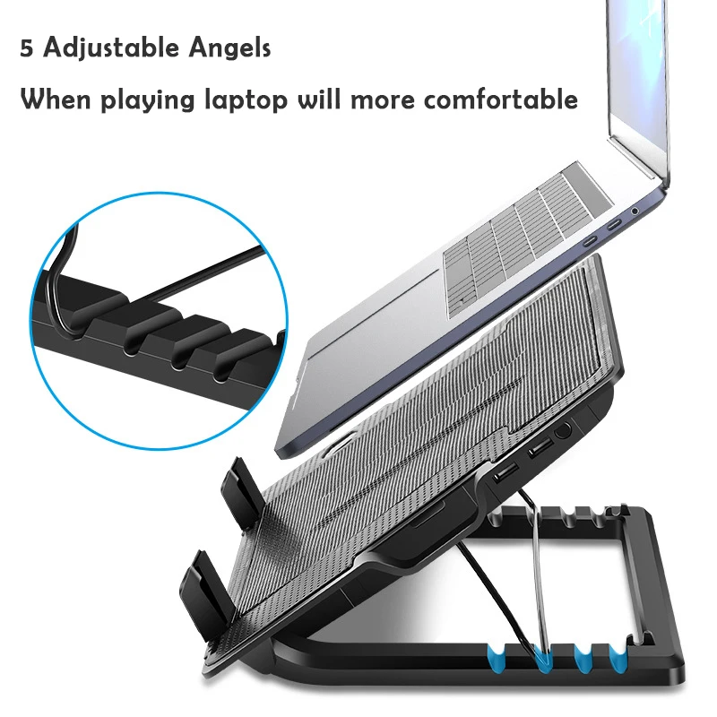 2022 Heights Adjustment Portable with 2 USB Ports up to 17 inch Laptop Cooling Pad Cooler Laptop Stand