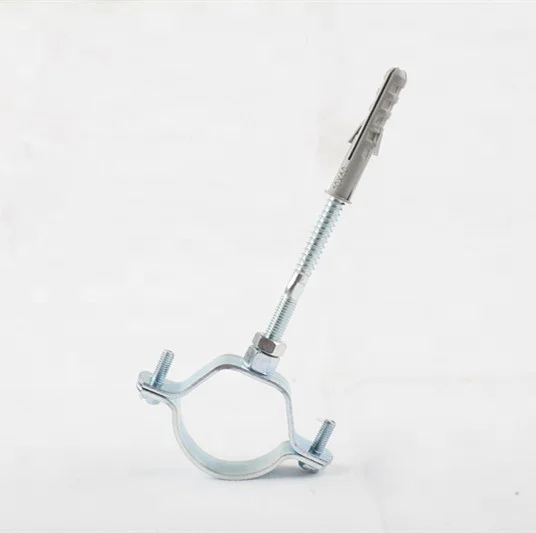 
manufacturer high quality galvanized steel zinc plated steel pipe clamp with EPDM rubber unlined &with hanger bolt&plastic plug 