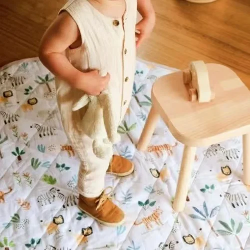 2023 New Design Stylish Colorful Non Toxic Rug Quilting Design Newborns Carpet Anti-Slip Round Design Baby Floor Play Mat