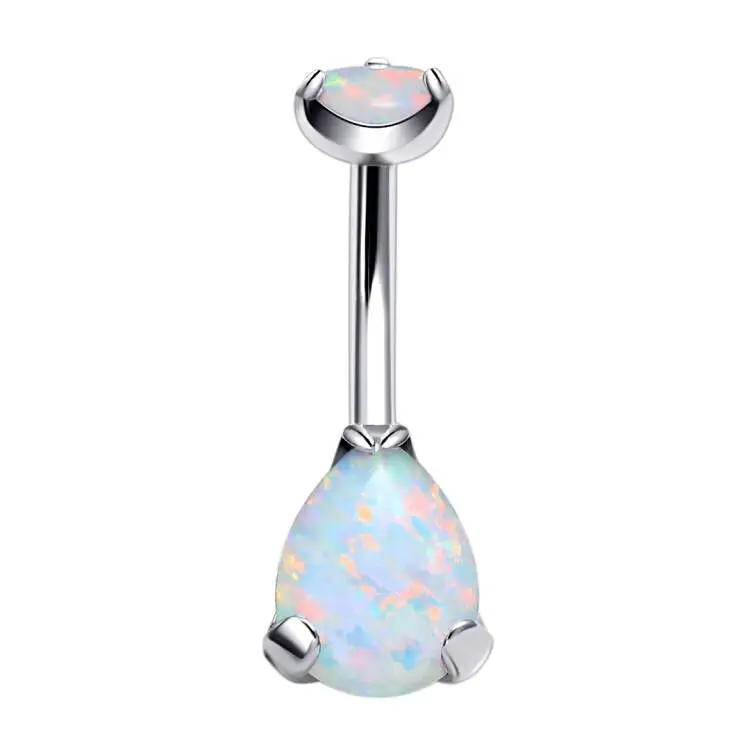 Hot Selling Prong Set Cz Opal Navel Ring G23 Piercing navel ring belly button titanium