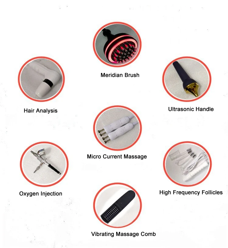 7 In 1 High Frequency Micro Current Massage Hair Follicle Analyzer Scalp Massager For Hair Growth