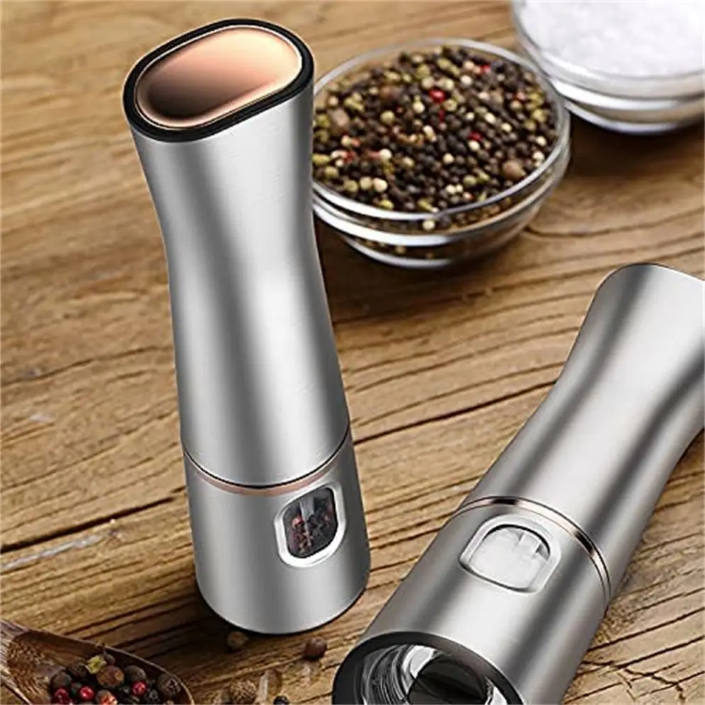 New Design Salt and Pepper Mill Set Battery Operated Electric Stainless Steel Salt and Pepper Shaker
