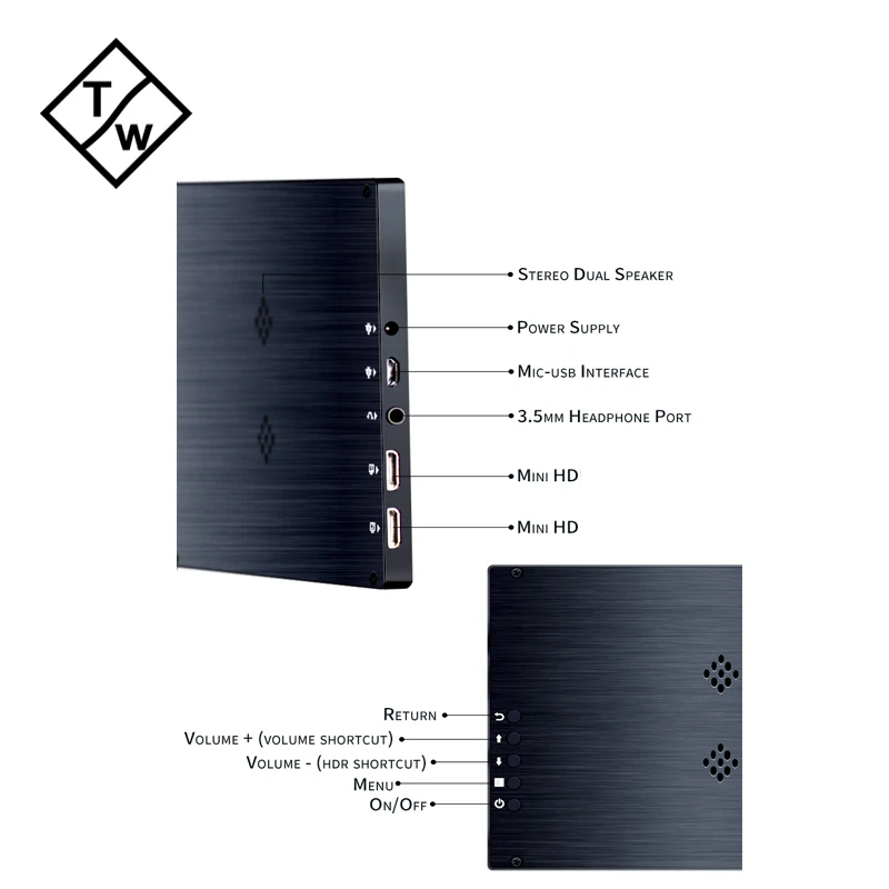 5V Power Supply 7 inch Mini LCD Monitor with CNC Aluminium Alloy Casing
