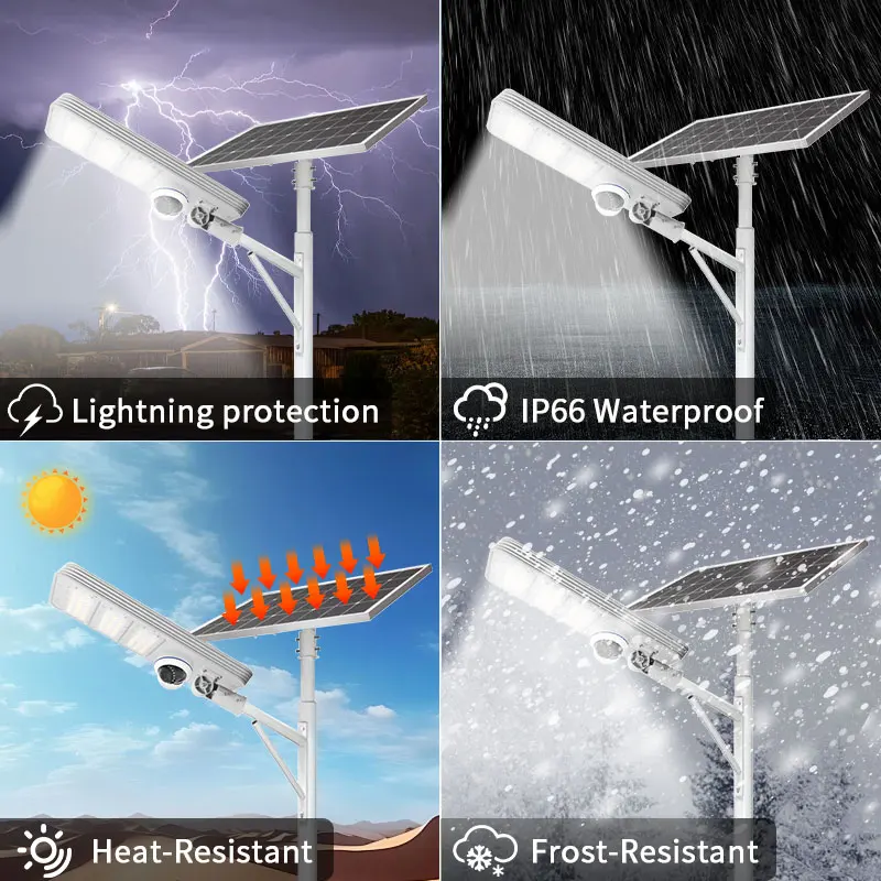 100W smart Wifi integrated solar light with monitoring camera waterproof App control solar street light support voice intercom