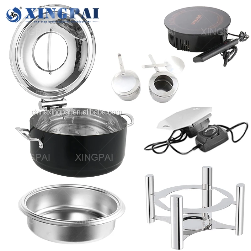 XINGPAI catering equipment black color chafing dish round chafing dish pour buffet stainless steel chaffing dish