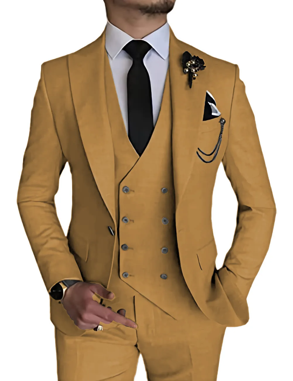 High Quality Italian Custom Business Slim Fit 3 Pieces Suits Tuxedos Groomsmen Blazer Vest Dress Pant Wedding Suit For Men