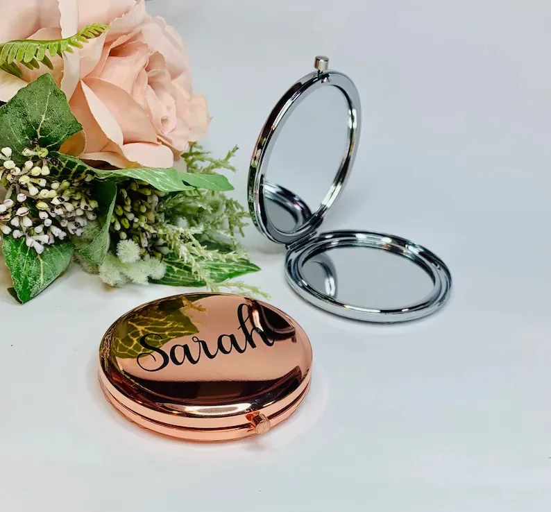 70mm 2X Magnification Compact Pocket Mirrors Cosmetic Make Up Small Folding Portable Hand Round Mirror