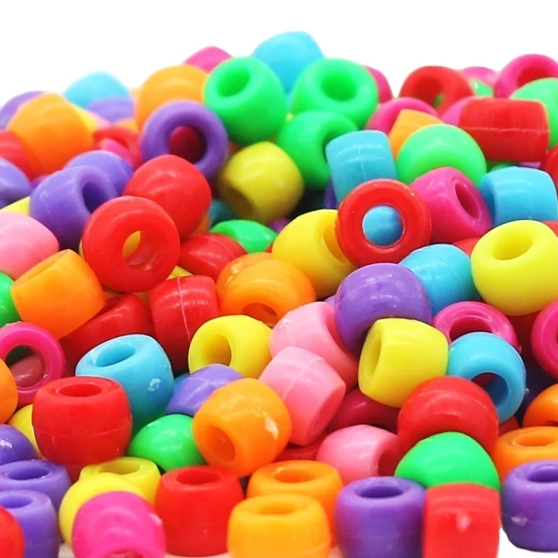 Wholesale 4*9mm Plastic Pony Beads Loose Large Hole Beads For Jewelry Making DIY Toy