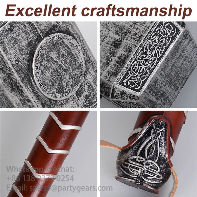 New Design Removable Kids Toy Hammer Halloween Cosplay Costume Props Accessories Pu Foam Safe Soft Thor Hammer