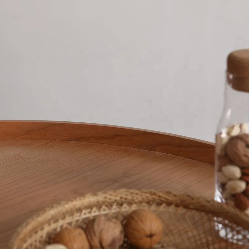 custom China wholesale black multifunctional wooden round nesting coffee table set