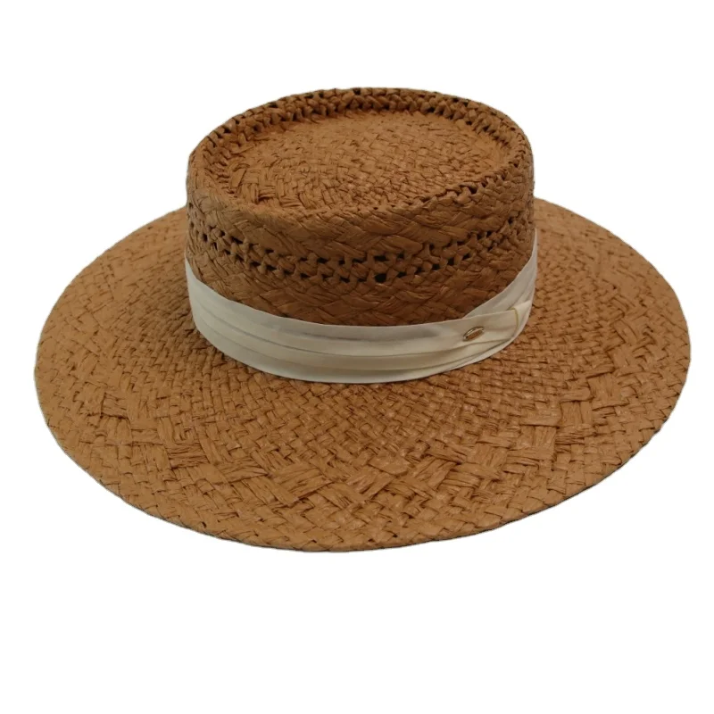 ND007  Handmade Paper Hat Body Wide  Brim  Raffia Straw Hat Bodies Outdoor Beach Sombrero  Natural Paper Cap