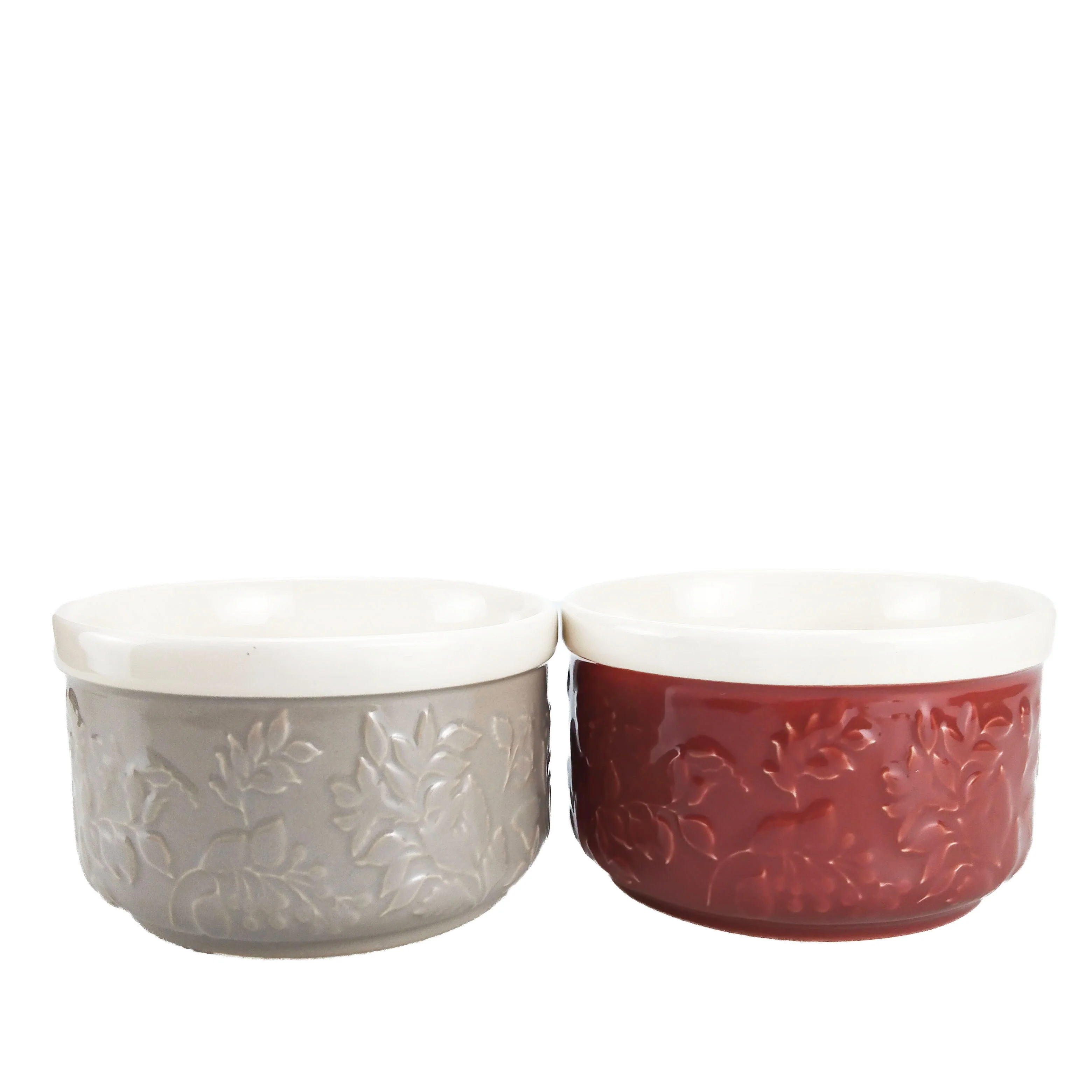 Stackable Custard Lava Cake Creme Brulee Set Ceramic Ramekins for Baking