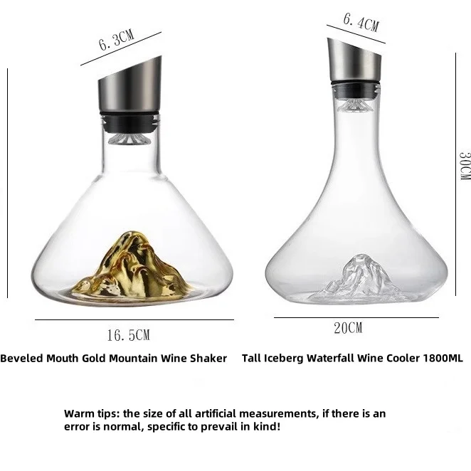 Clear Lead-free Crystal Glass Blue Mountain Waterfall Burgundy Wine Decanter