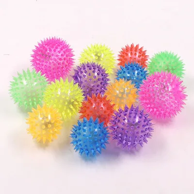 LED Light Up Stress Squeaking Bounce Balls for Adult Children Colorful Flashing Squeeze Spike Balls