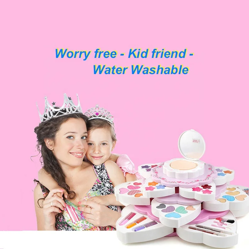 Cute blooming flower cosmetic toys make up set mirror makeup set kor kids