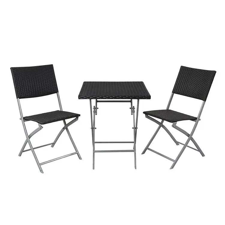 Portable Outdoor Garden furniture balcony folding table rattan chair folding bistro set