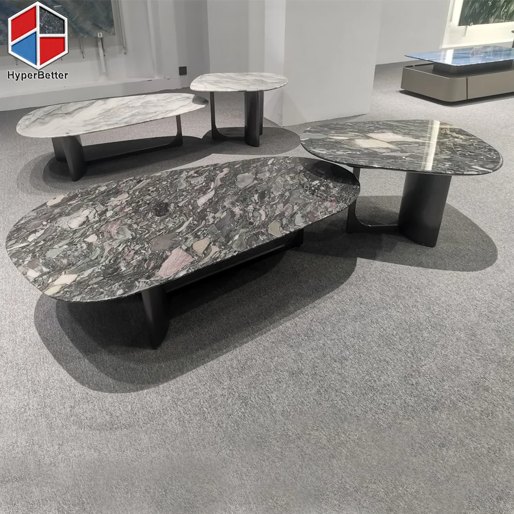 4 seasons marble set of 2 ellipse coffee table living room center table