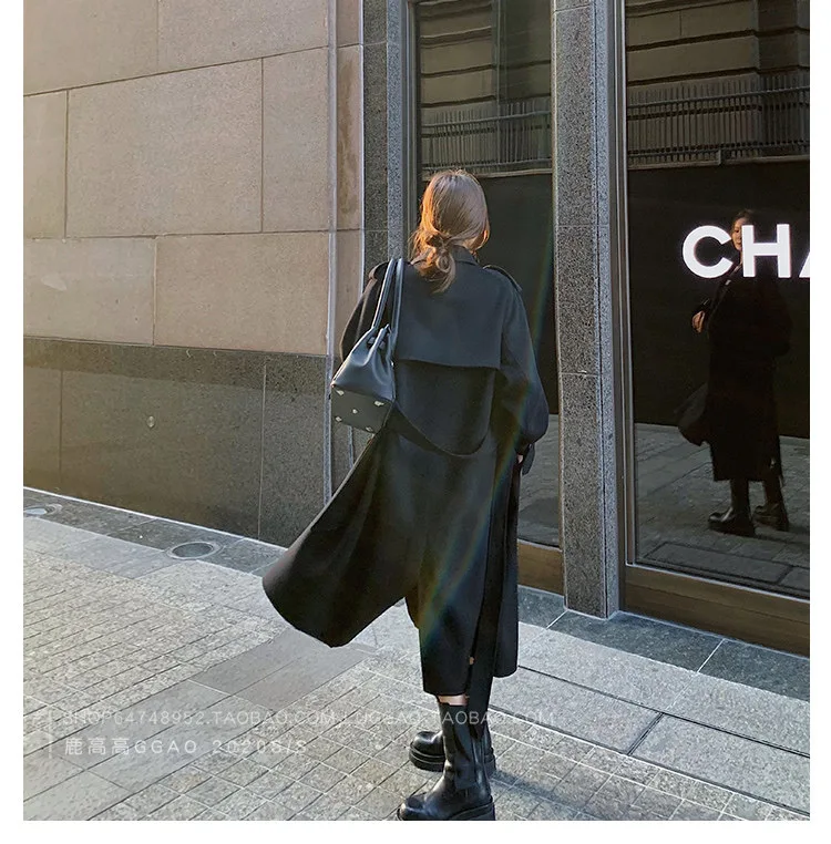 Wholesale good Quality Long overcoat ladies women classical woolen cashmere coat double