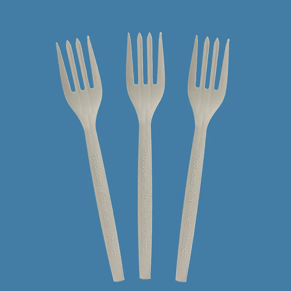 Factory Cornstarch Disposable Fork High Quality Plant-based Cutlery Plastic Cutlery 17cm Fork Knife Spoon